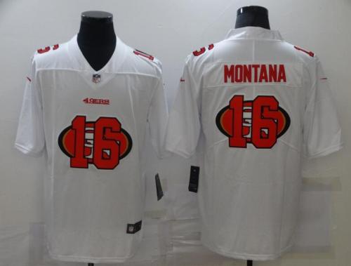 San Francisco 49ers 16 MONTANA White Shadow Logo Limited Jersey