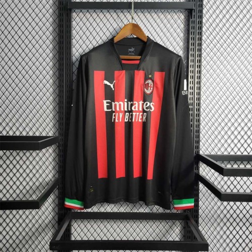 Long Sleeve Fans Version 2022-2023 AC Milan Home Soccer Jersey