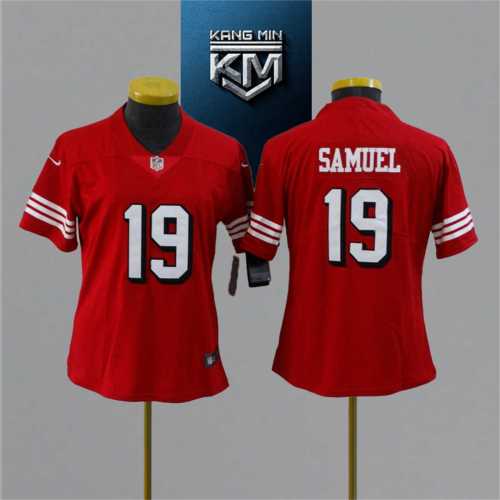 Women 2021 49ers 19 SAMUEL RED NFL Jersey S-XXL WHITE Font
