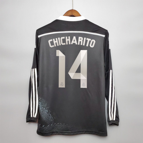 Retro Jersey Long Sleeve 2014-2015 Real Madrid CHICHARITO 14 Third Away Black Soccer Jersey