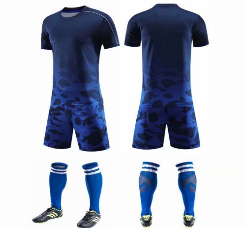 Blue Adult Uniform Soccer Training Suit Jersey and Shorts