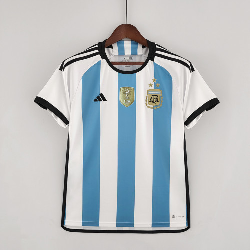 with 3 Stars Fifa World Cup 2022 Patch Fans Version 2022 World Cup Argentina Home Soccer Jersey