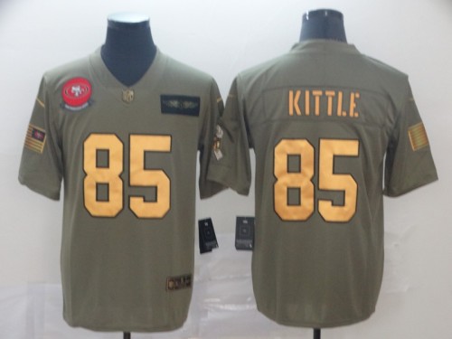 San Francisco 49ers 85 George Kittle 2019 Olive Gold Salute To Service 100th Season Limited Jersey