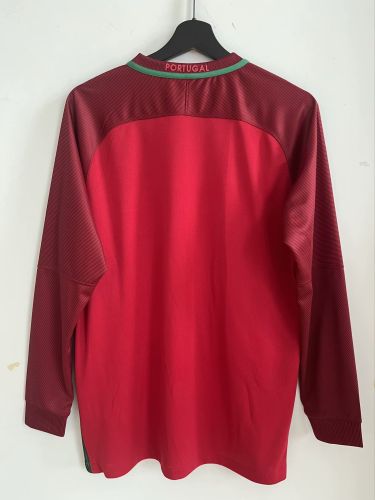 Long Sleeve Retro Shirt 2016 Portugal Home Soccer Jersey Vintage Football Shirt