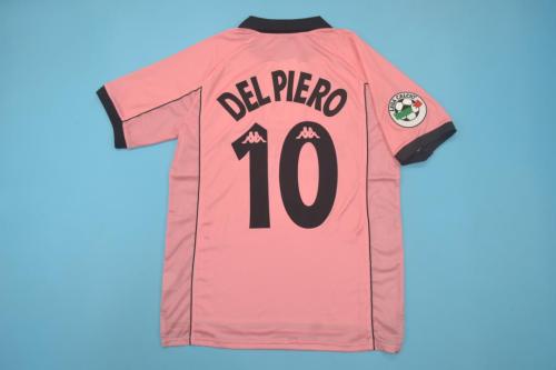 with Serie A Patch Retro Jersey 1997-1998 Juventus #10 DEL PIERO Away Pink Vintage Soccer Jersey
