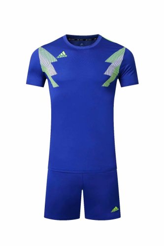 #605 Blue Soccer Training Uniform Blank Jersey and Shorts