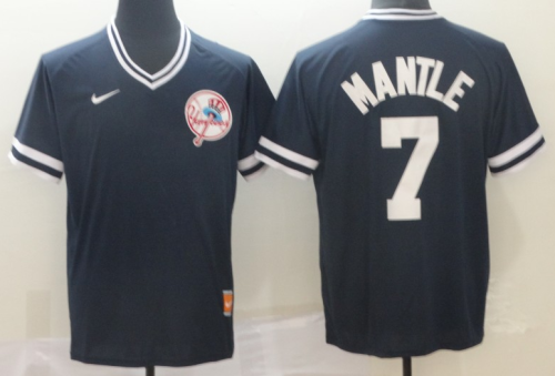 2019 New York Yankees # 7  MANTLE Blue MLB Jersey