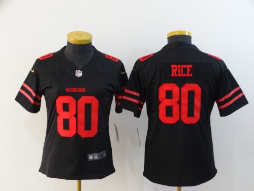 Women San Francisco 49ers 80 RICE Black NFL Jersey