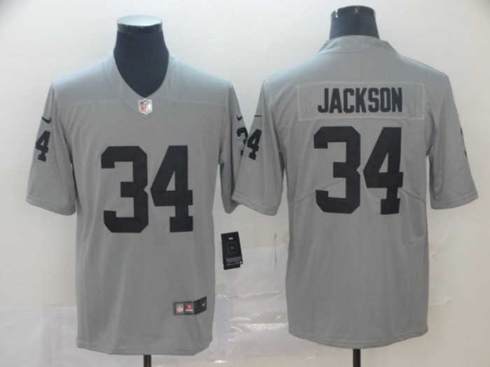 Oakland Raiders #34 JACKSON Grey/Black NFL Jersey
