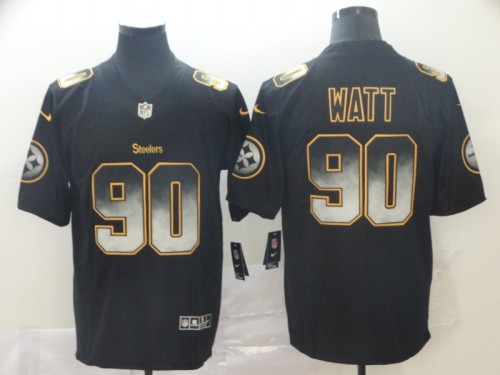 Pittsburgh Steelers #90 WATT Black/Yellow NFL Jersey