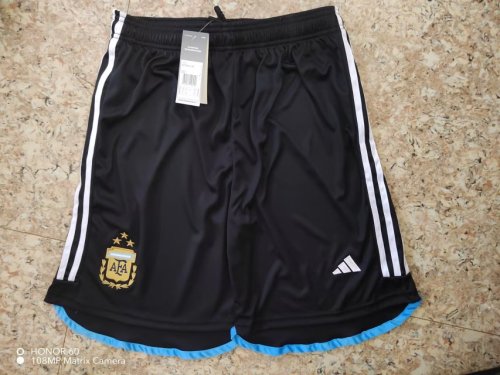 with 3 Stars 2022 World Cup Argentina Black Soccer Shorts
