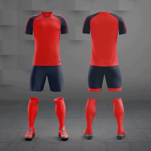 M8601 Red Tracking Suit Adult Uniform Soccer Jersey Shorts