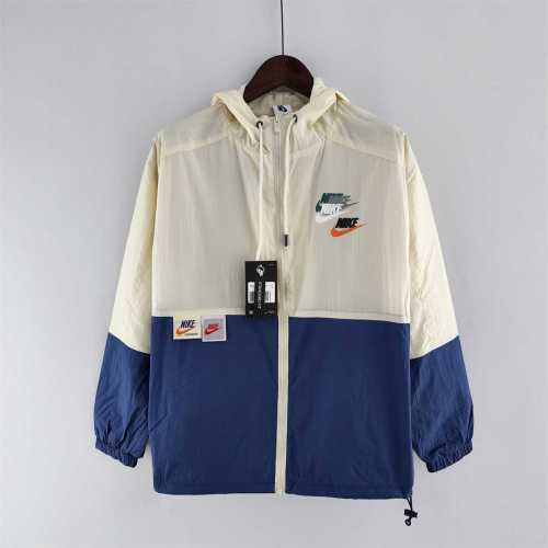 NK Beige/Blue Soccer Windbreaker Jacket