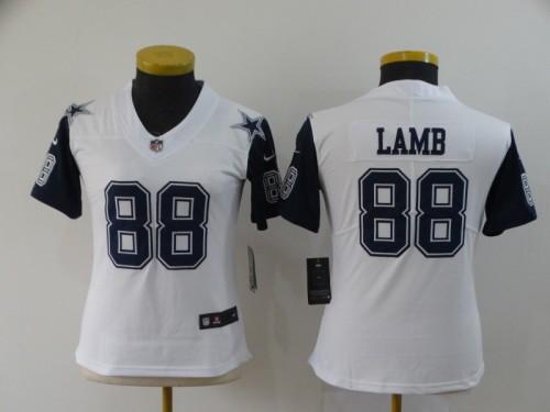 Women Dallas Cowboys 88 LAMB White NFL Jersey