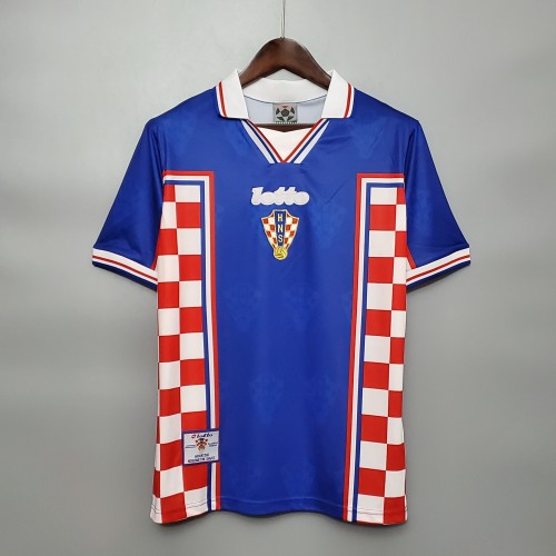 Retro Jersey 1998 Croatia Away Soccer Jersey Blue Vintage Football Shirt