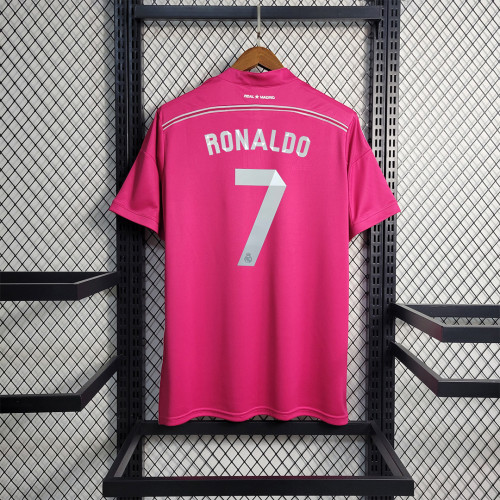 Retro Jersey 2014-2015 Real Madrid RONALDO 7 Away Pink Soccer Jersey