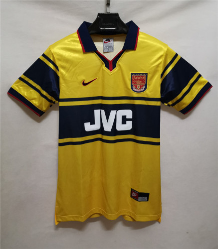 Retro Jersey 1997-1998 Arsenal Away Yellow Vintage Soccer Jersey Football Shirt