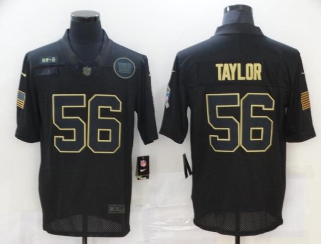 Giants 56 Lawrence Taylor Black 2020 Salute To Service Limited Jersey