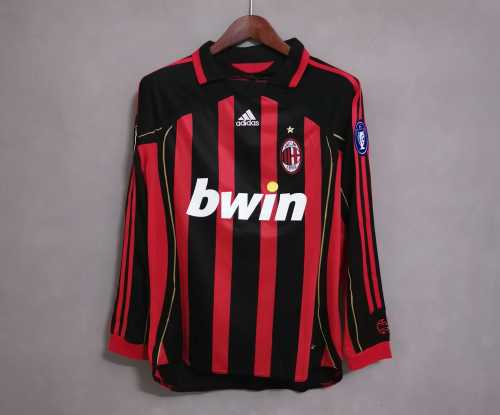 with UCL Patch Retro Jersey Long Sleeve 2006-2007 AC Milan Home Soccer Jersey