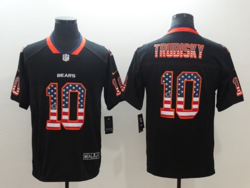 Chicago Bears #10 Trubisky Black with National Flag Letters  NFL Jersey
