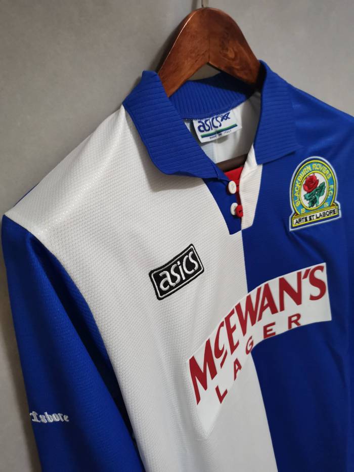 Long Sleeve Retro Jersey 1995-1996 Blackburn Rovers Home Soccer Jersey
