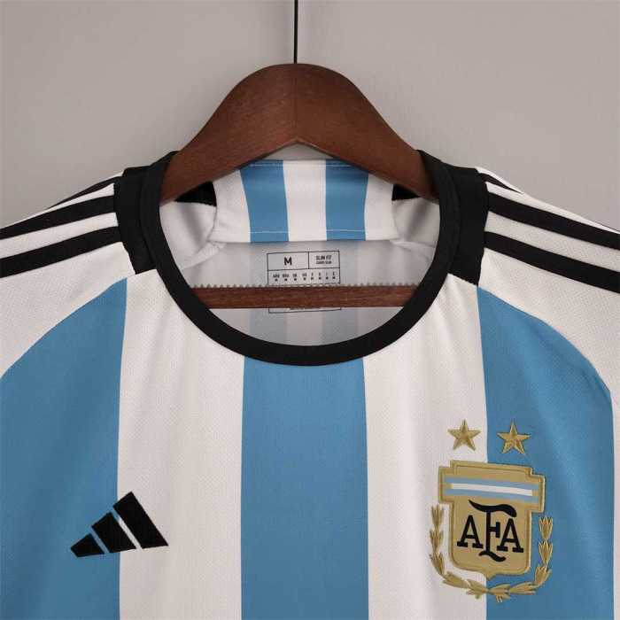 New font MESSI Argentina 2022 Home Soccer Jersey