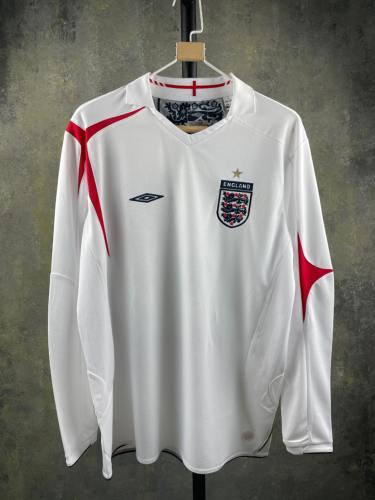 Retro Jersey Long Sleeve 2006 England Home Soccer Jersey