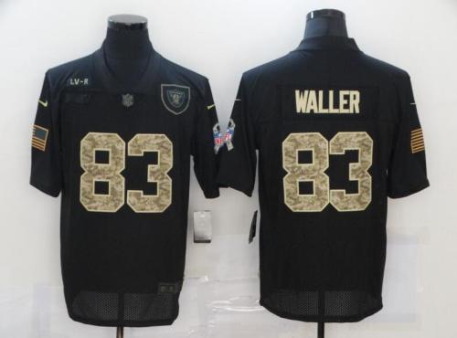 Oakland Raiders 83 WALLER Black Camo 2020 Salute To Service Limited Jersey
