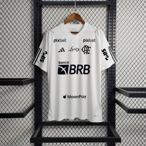 with all Sponor Logos Fans Version 2023-2024 Flamengo White Soccer Training Jersey