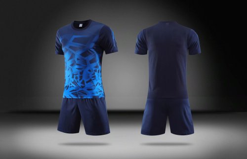 S070120 Deep Blue Soccer Uniform Adult Uniform Soccer Jersey Shorts