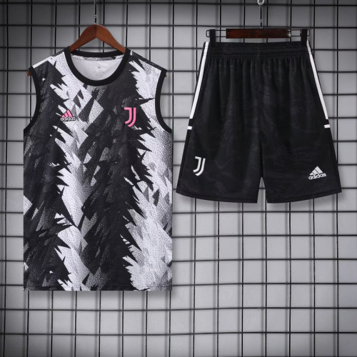 Adult Uniform 2023-2024 Juventus Black/White Soccer Training Vest and Shorts