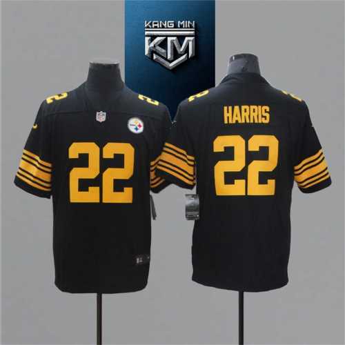 2021 Steelers 22 HARRIS Black NFL Jersey S-XXL Yellow Font