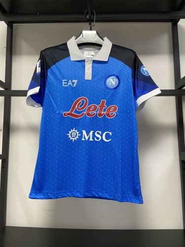 Fan Version 2023-2024 Calcio Napoli Champions Blue Soccer Jersey