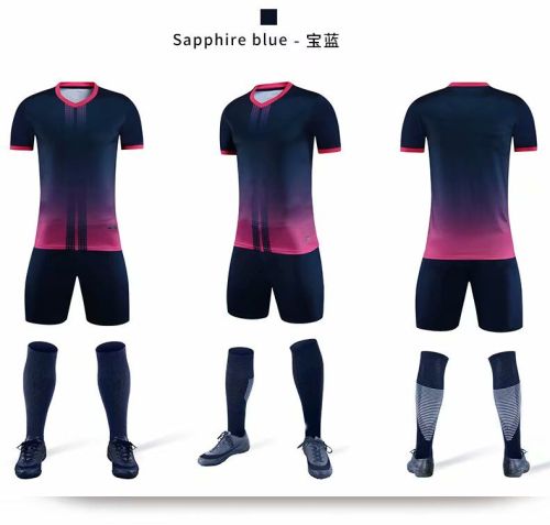 XBJKJW8826 Sapphire Blue  Tracking Suit  Adult Uniform Soccer Jersey Shorts
