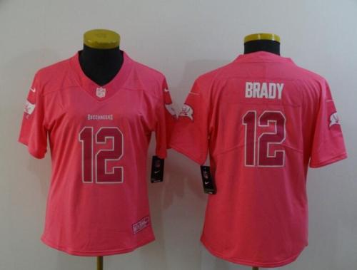 Women Tampa Bay Buccaneers 12 BRADY Fashion Pink NFL Jersey