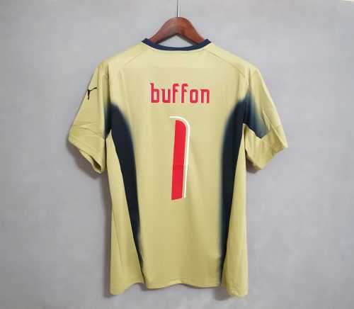 with 2006 World Cup Patch Retro Jersey 2006 Italy BUFFON 1 Gold Goalkeeper Soccer Jersey