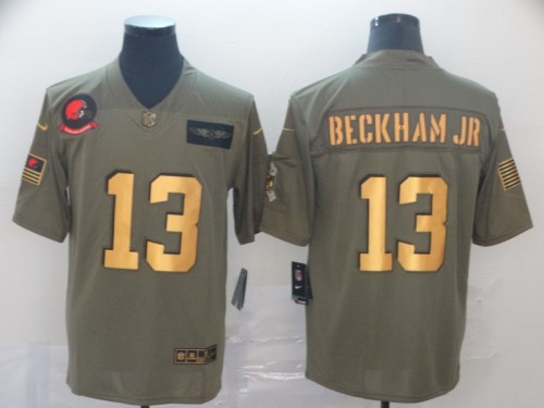 Cleveland Browns 13 Odell Beckham Jr. 2019 Olive Gold Salute To Service Limited Jersey