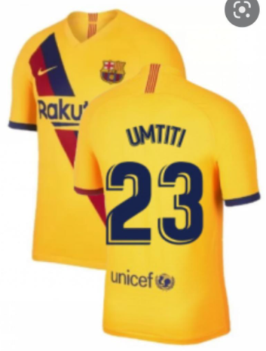 Retro Jersey 2019-2020 Barcelona 23 UMTITI 4th Away Yellow Soccer Jersey