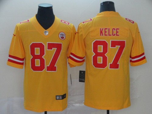 Kansas City Chiefs 87 Travis Kelce Gold Inverted Legend Limited Jersey
