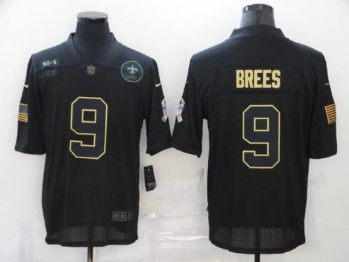 Saints 9 Drew Brees Black 2020 Salute To Service Limited Jersey