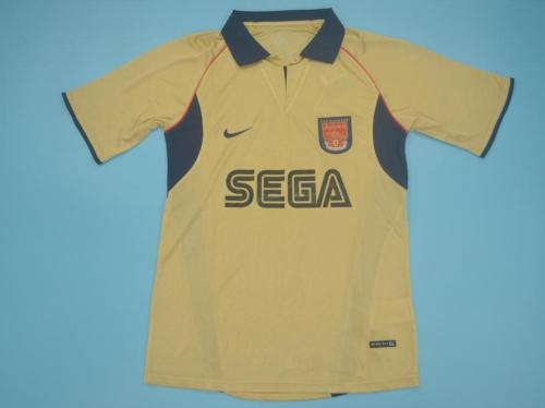 Retro Jersey 2001-2002 Arsenal Away Gold Soccer Jersey Vintage Football Shirt