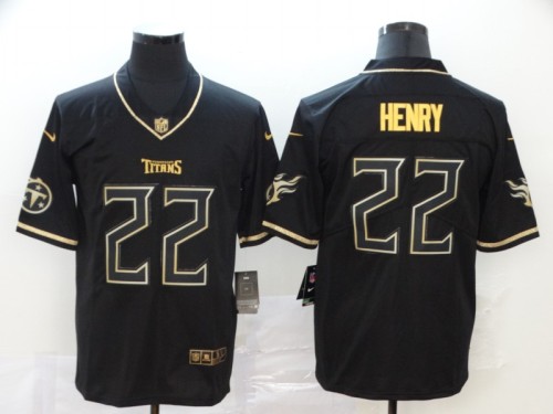 Tennessee Titans 22 HENRY Black Gold Throwback Vapor Untouchable Limited Jersey