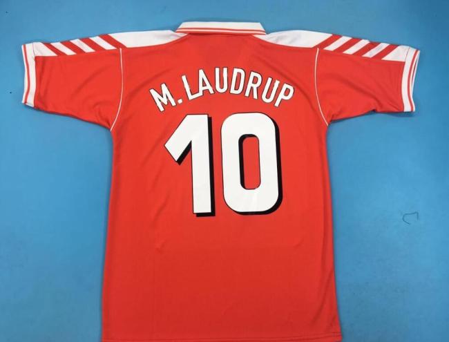 with Front Lettering Retro Jersey 1998 Denmark 10 M.LAUDRUP Home Soccer Jersey