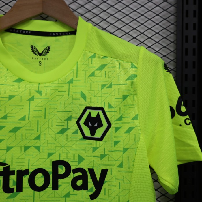 Fan Version 2023-2024 Wolverhampton Wanderers Fluorescent Green Wolves Football Shirt