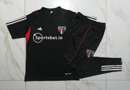2023-2024 Sao Paulo Black Soccer Training Jersey and Pants