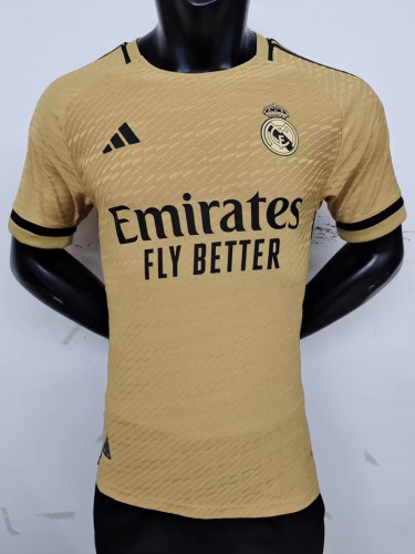 Player Version 2023-2024 Real Madrid Yellow Soccer Jersey