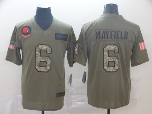 Cleveland Browns 6 Baker Mayfield 2019 Olive Camo Salute To Service Limited Jersey