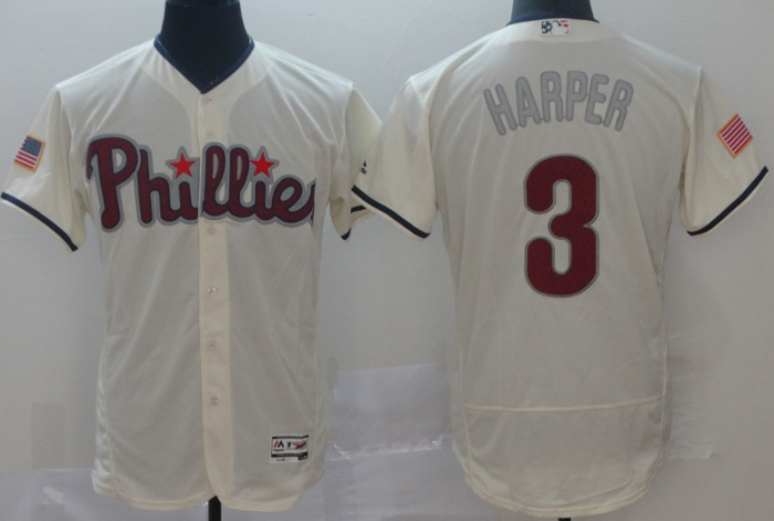 2019 Philadelphia Phillies # 3 HARPER Whith  MLB Jersey