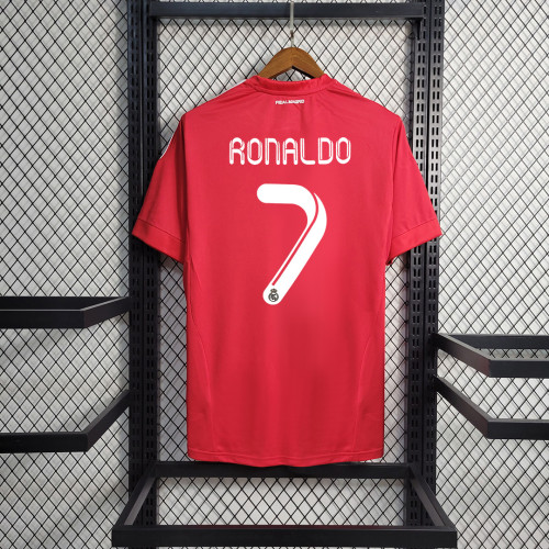 with UCL Patches Retro Jersey 2011-2012 Real Madrid 7 RONALDO Third Away Red Soccer Jersey