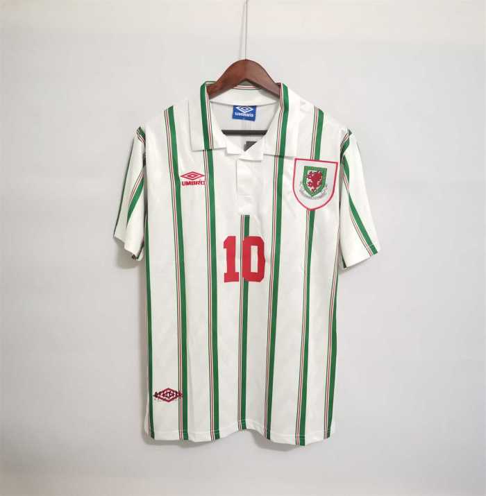Retro Jersey 1993-1995 Wales 10 Away White Soccer Jersey Vintage Football Shirt